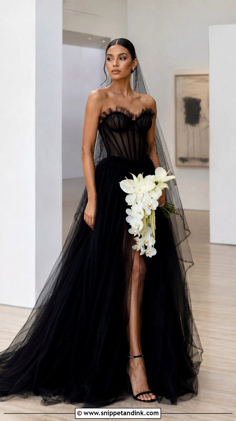 Black Tulle Corset Wedding Dress - Snippet and Ink - 20 Black Tulle Wedding Dress Ideas