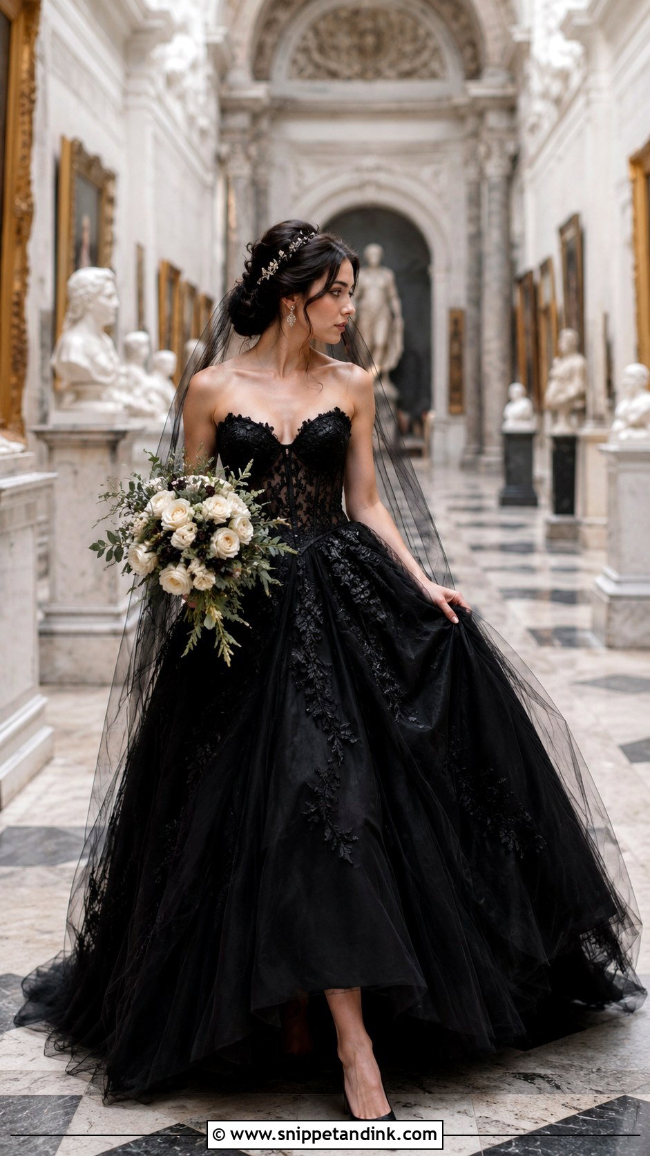 Black Tulle Dark Academia Wedding Dress - Snippet and Ink - 20 Dark Academia Wedding Dress Ideas