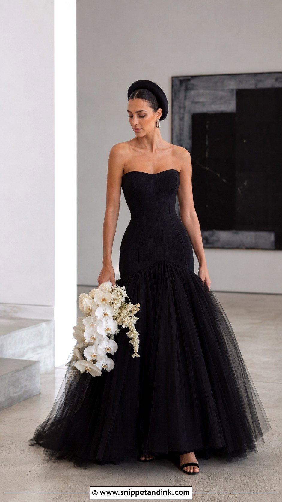 Black Tulle Drop Waist Wedding Dress - Snippet and Ink - 20 Black Tulle Wedding Dress Ideas