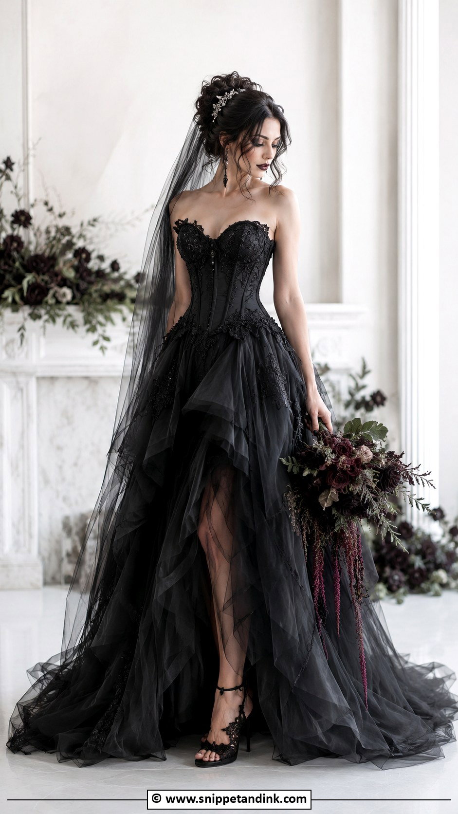 Black Tulle Goth Wedding Dress - Snippet and Ink - 30 Goth Wedding Dress Ideas