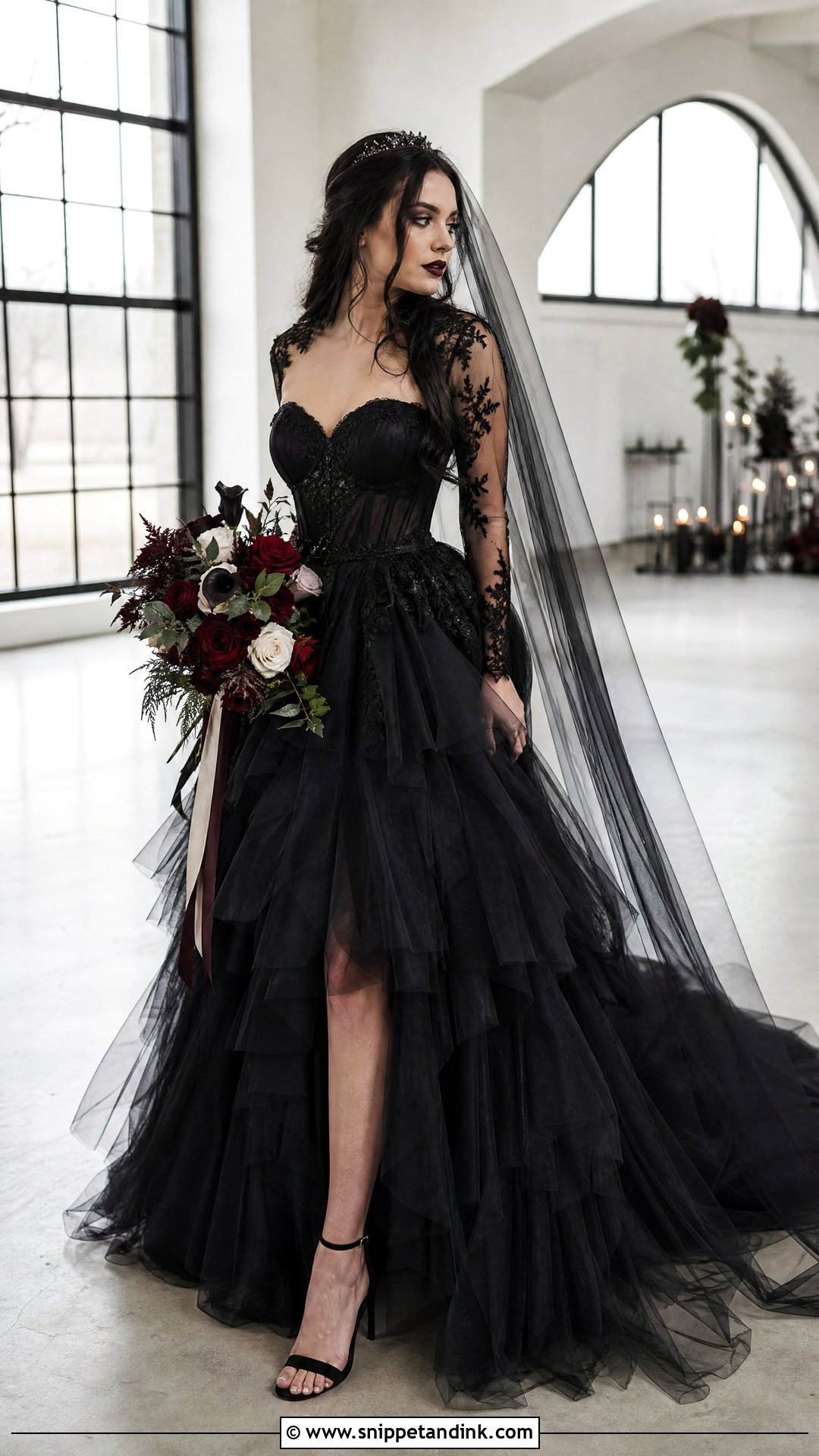 Black Tulle Gothic Wedding Dress - Snippet and Ink - 25 Gothic Wedding Dresses