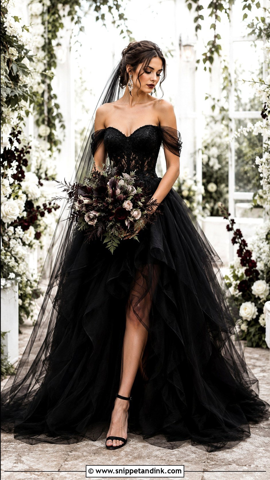 Black Tulle Gothic Wedding Dress - Snippet and Ink - 30 Gothic Black Wedding Dresses