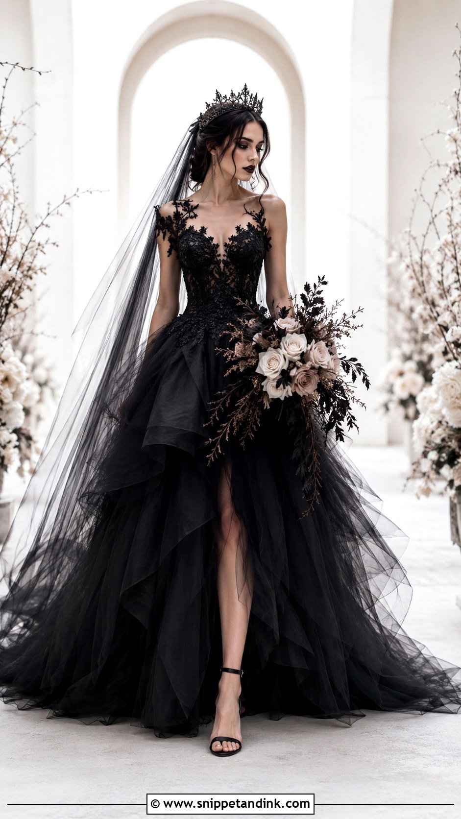 Black Tulle Gothic Wedding Dress - Snippet and Ink - 25 Gothic Black Wedding Dress Ideas