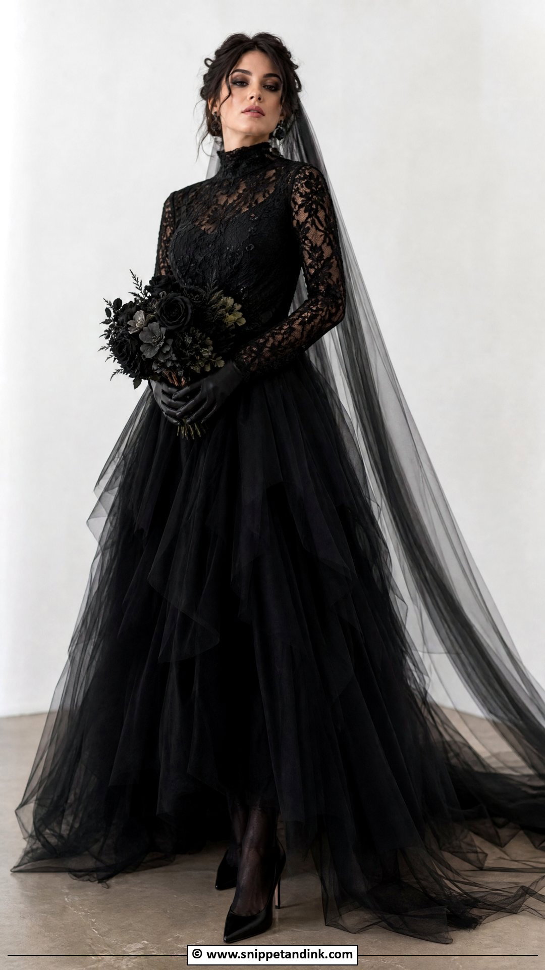 Black Tulle Gothic Wedding Dress - Snippet and Ink - 35 Gothic Wedding Dress Ideas