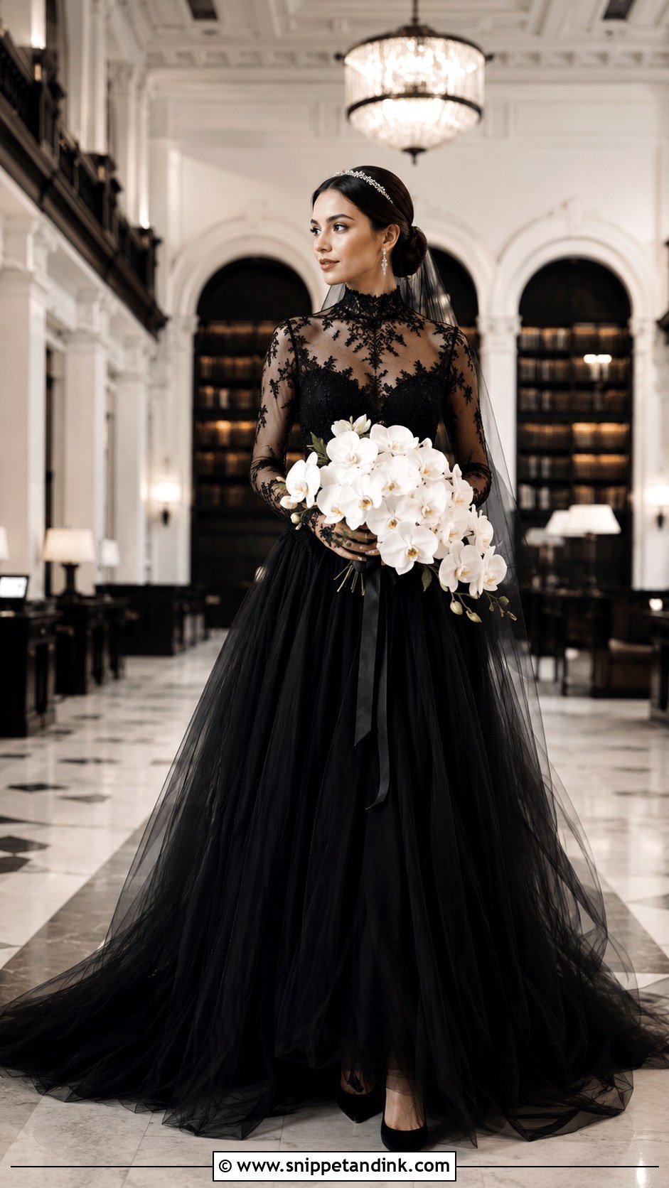 Black Tulle High Neck Wedding Dress - Snippet and Ink - 20 Black Tulle Wedding Dress Ideas