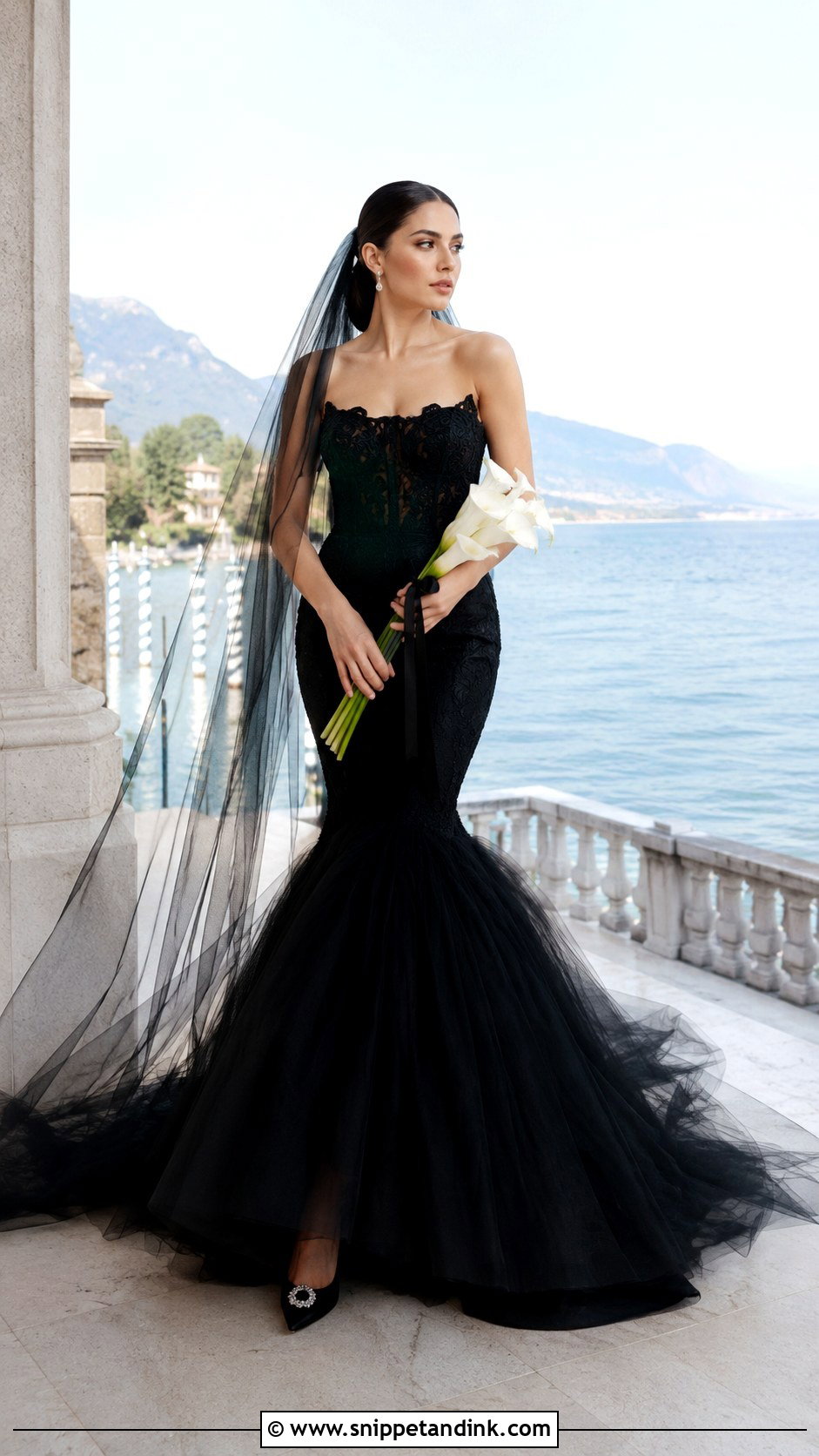 Black Tulle Mermaid Wedding Dress - Snippet and Ink - 20 Black Tulle Wedding Dress Ideas