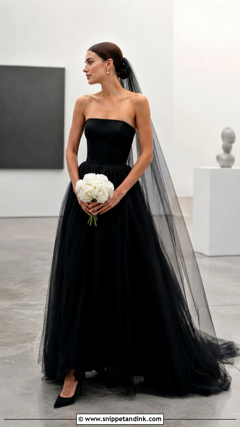 Black Tulle Minimalist Wedding Dress - Snippet and Ink - 20 Black Tulle Wedding Dress Ideas