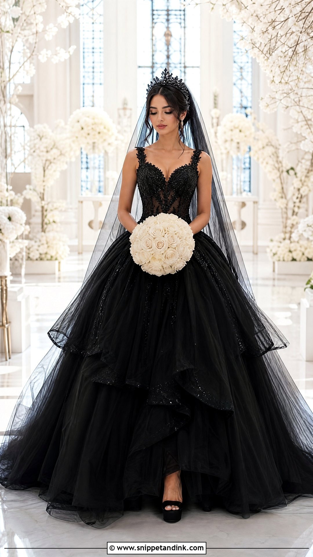 Black Tulle Princess Gown Bride - Snippet and Ink - 20 Bride in Black Ideas