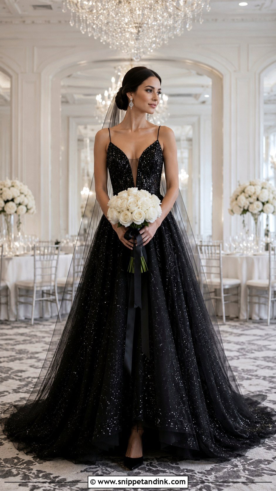 Black Tulle Sparkle Wedding Dress - Snippet and Ink - 20 Black Tulle Wedding Dress Ideas