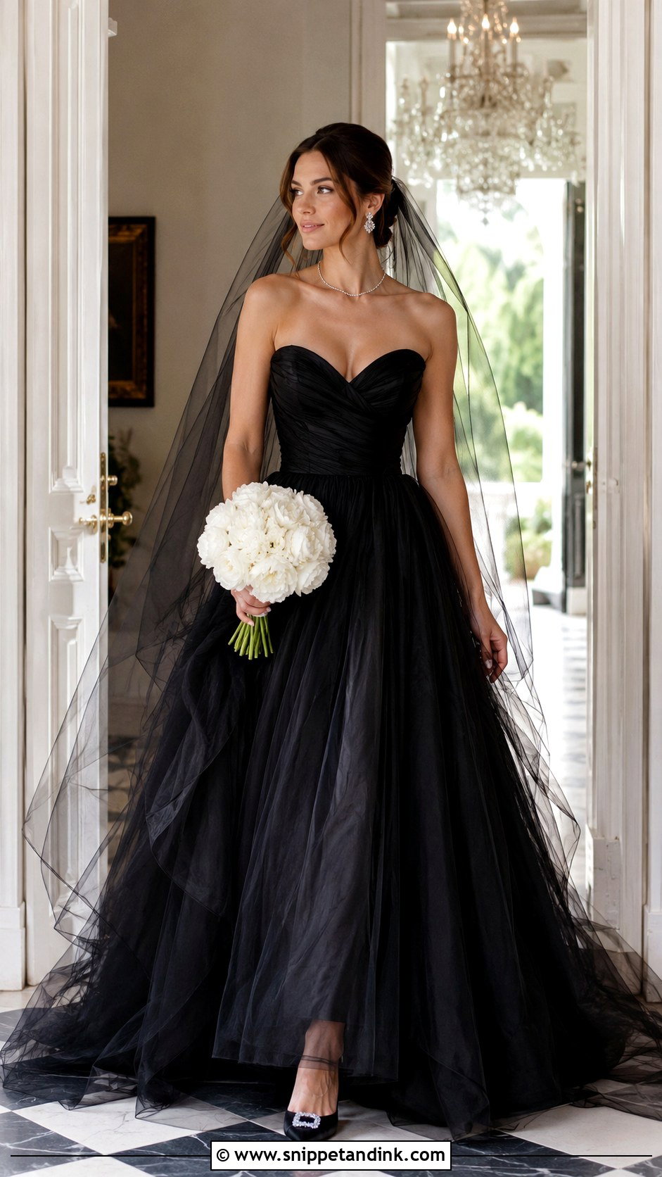 Black Tulle Sweetheart Wedding Dress - Snippet and Ink - 20 Black Tulle Wedding Dress Ideas