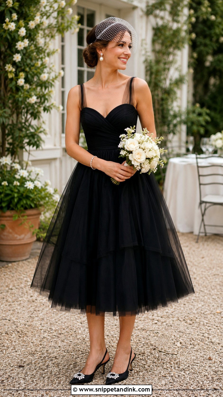 Black Tulle Tea Length Wedding Dress - Snippet and Ink - 20 Black Tulle Wedding Dress Ideas