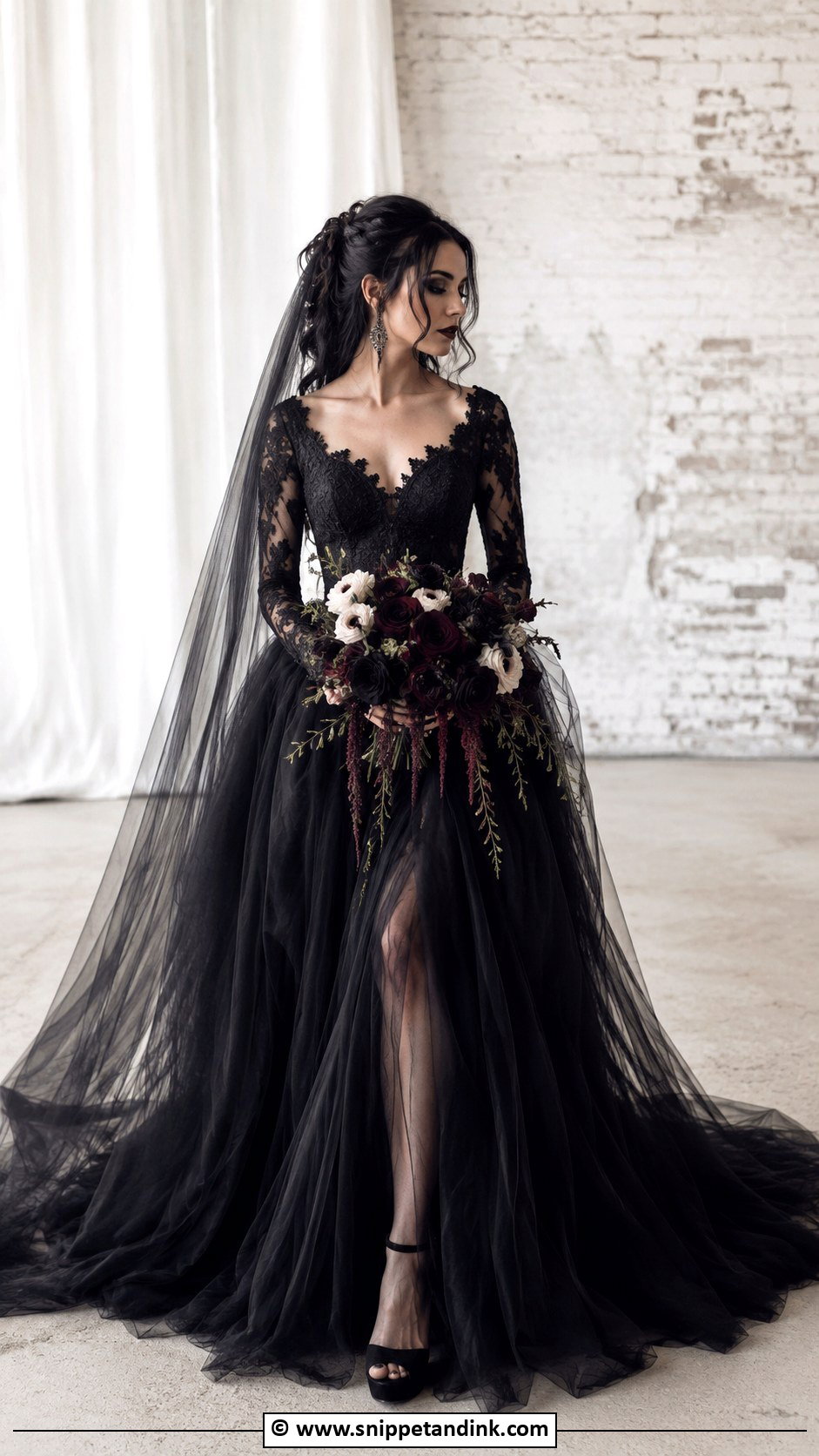 Black Tulle Vampire Wedding Dress - Snippet and Ink - 25 Vampire Wedding Dress Ideas