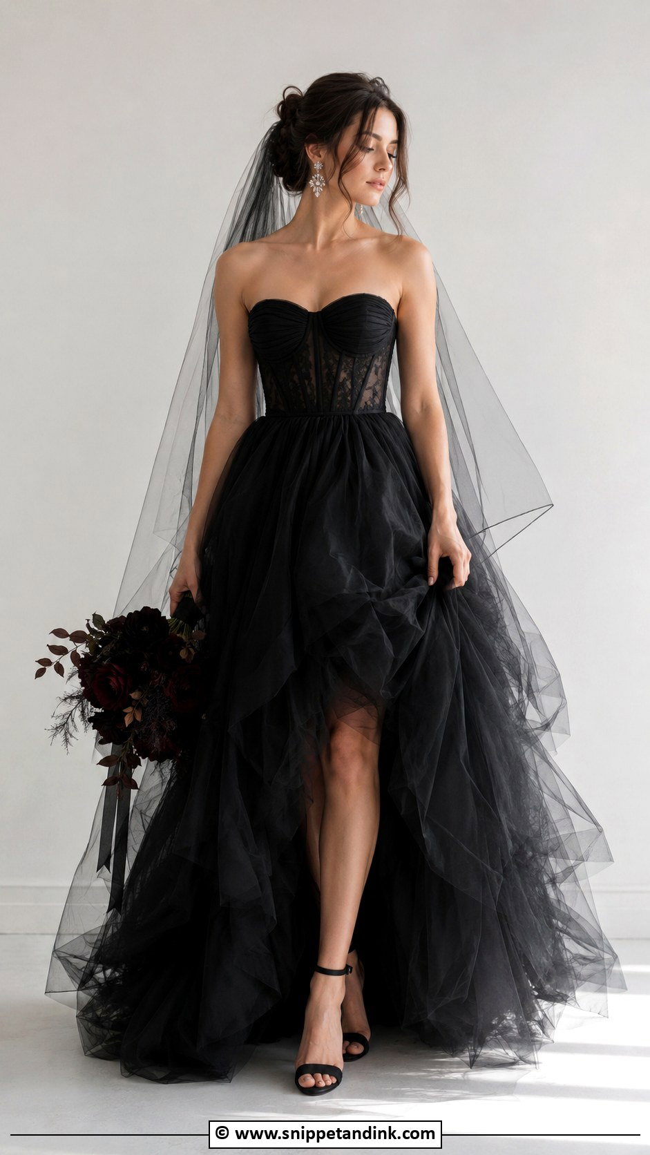 Black Tulle Wedding Dress - Snippet and Ink - 30 Alt Wedding Dress Ideas