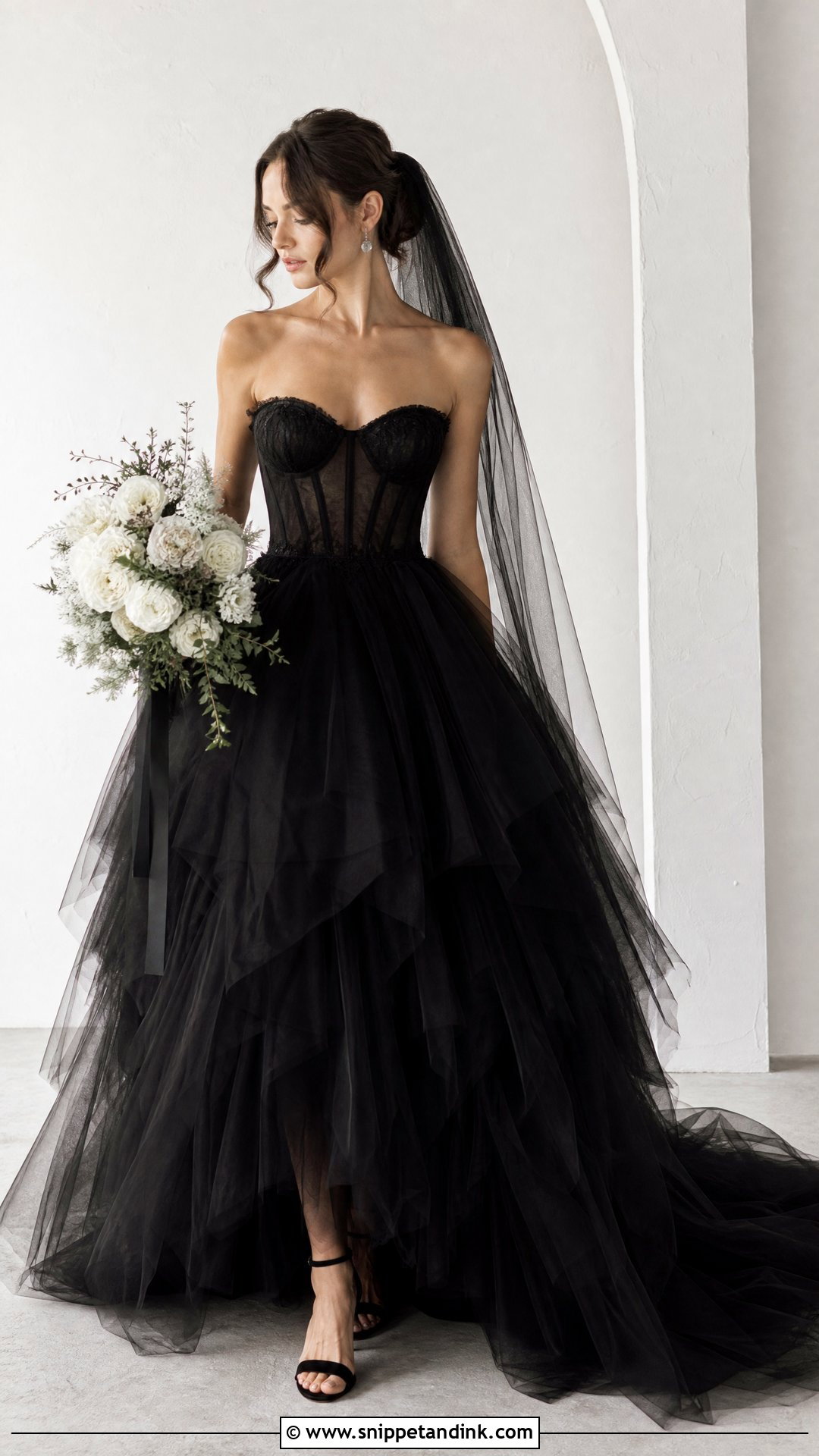 Black Tulle Wedding Dress - Snippet and Ink - 30 Elegant Black Wedding Dress Ideas