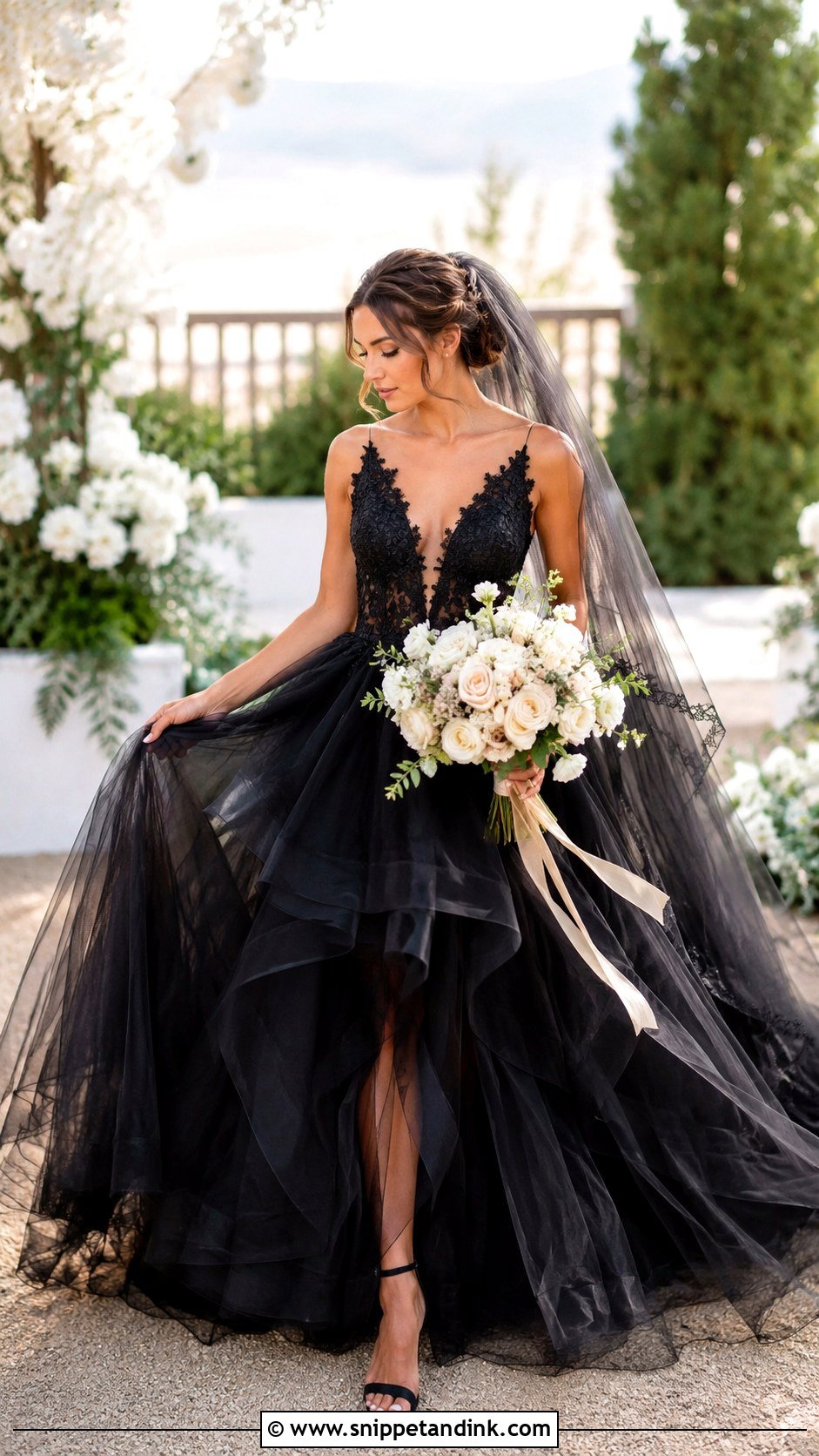 Black Tulle Wedding Dress - Snippet and Ink - 30 Black Wedding Dress Ideas