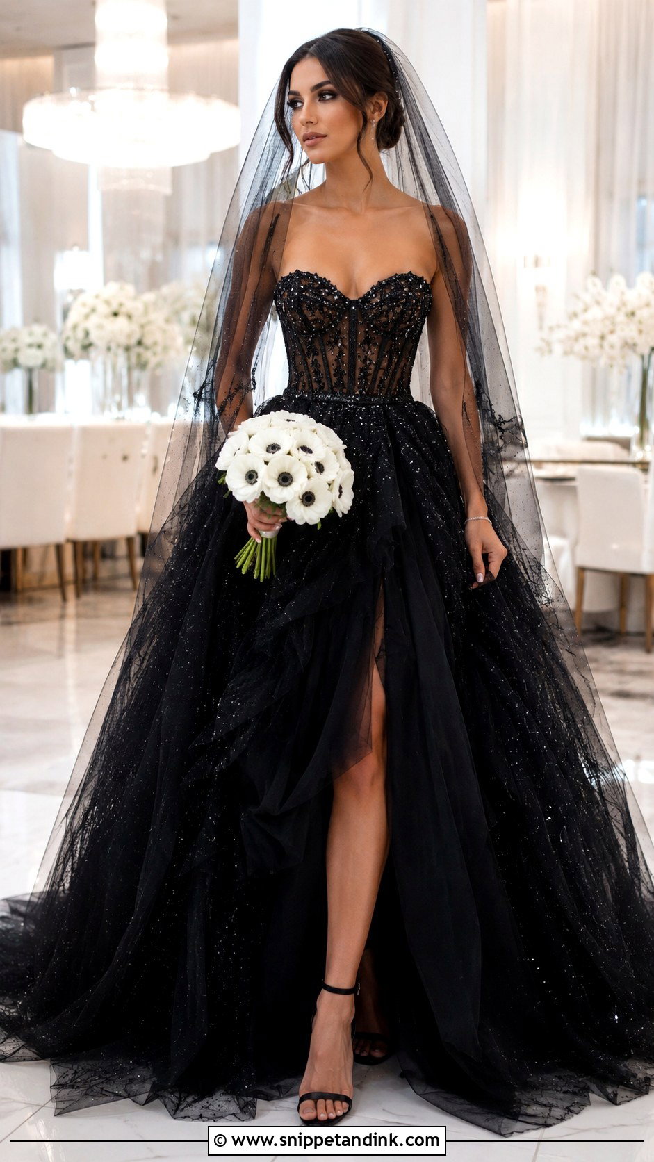 Black Tulle Wedding Gown With Sparkle - Snippet and Ink - 20 Black Wedding Gowns the Bride