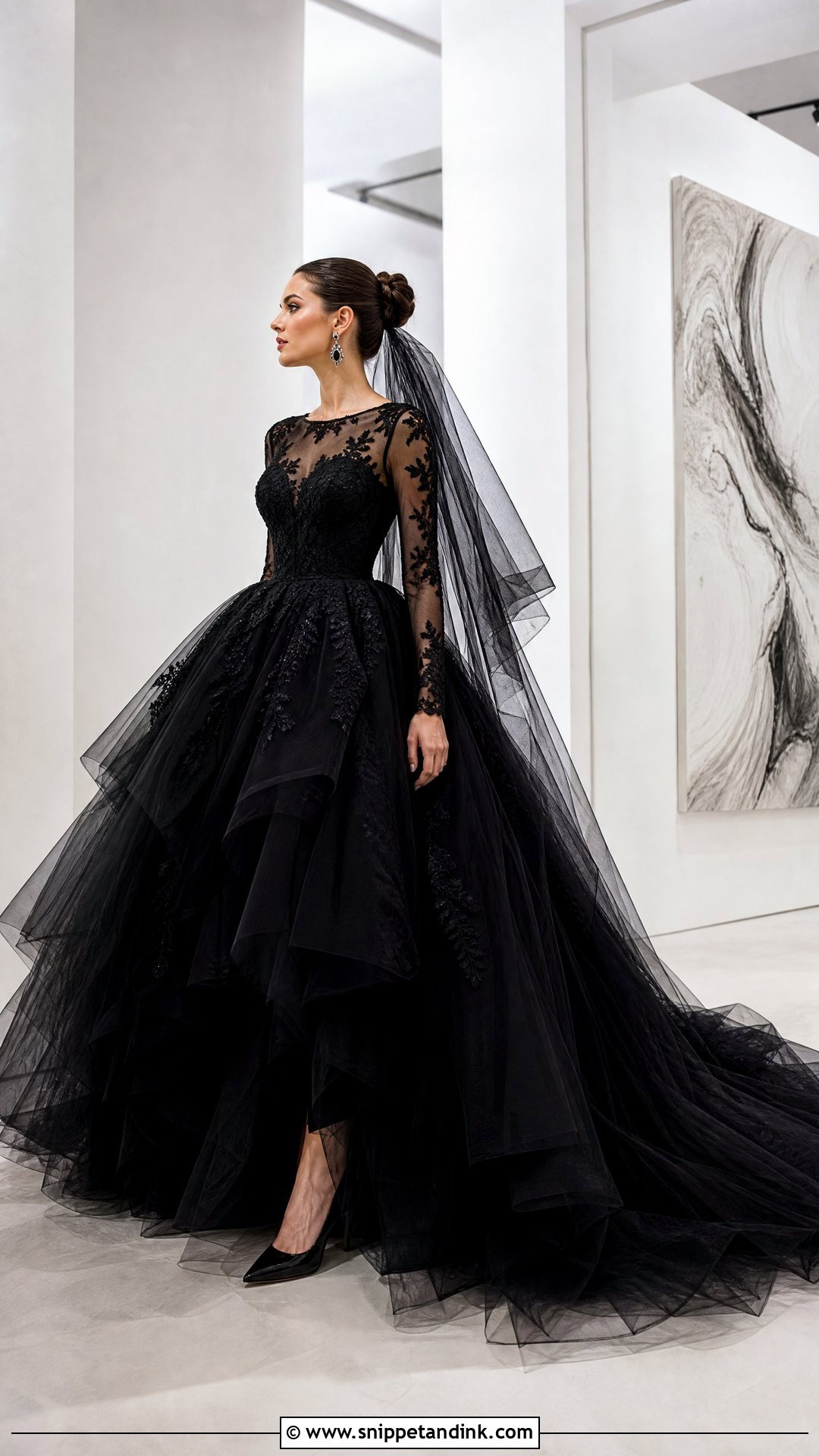 Black Tulle Wedding Gown - Snippet and Ink - 25 Tulle Wedding Gown Ideas