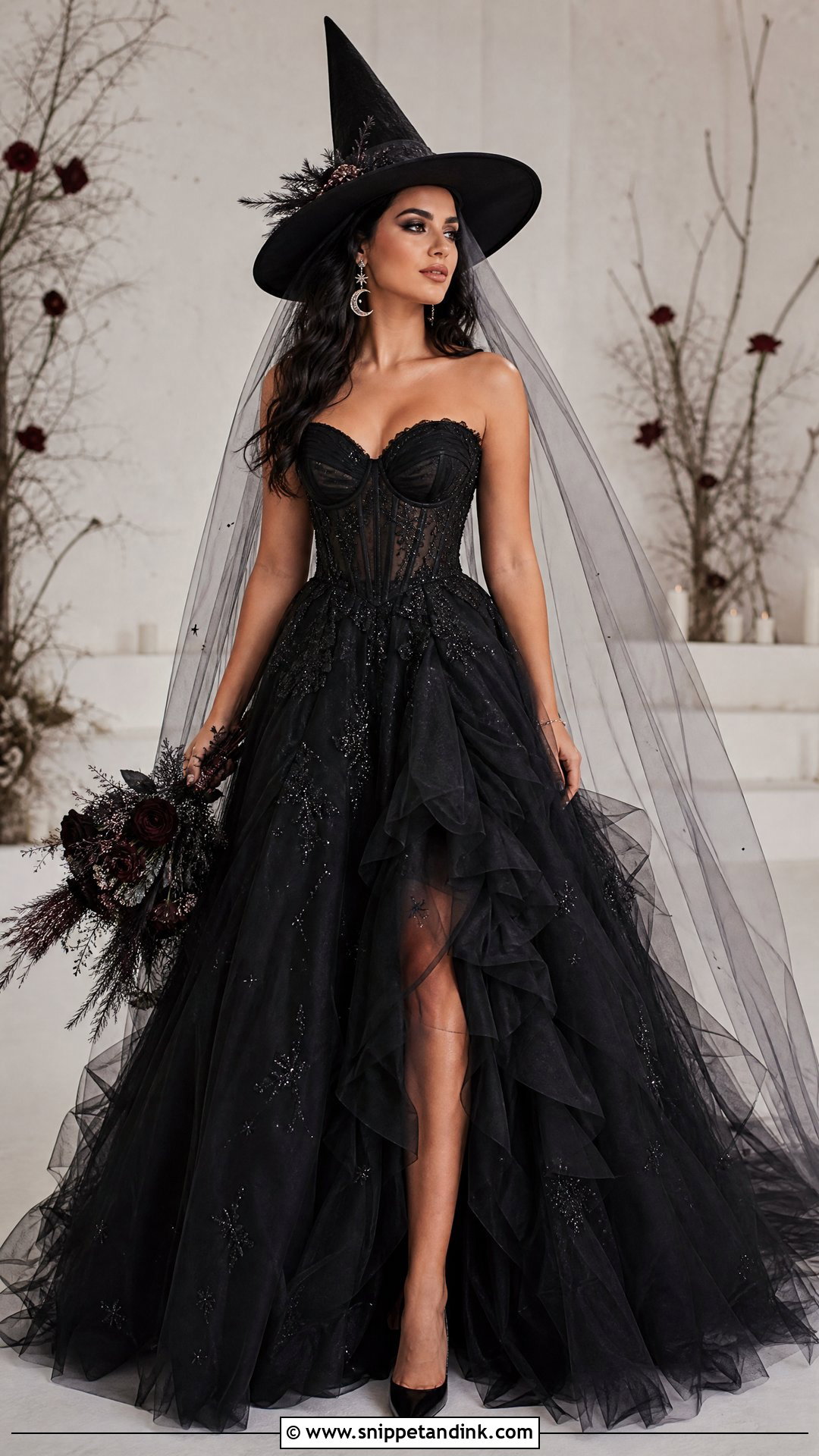 Black Tulle Witch Wedding Dress - Snippet and Ink - 25 Witch Wedding Dress Ideas