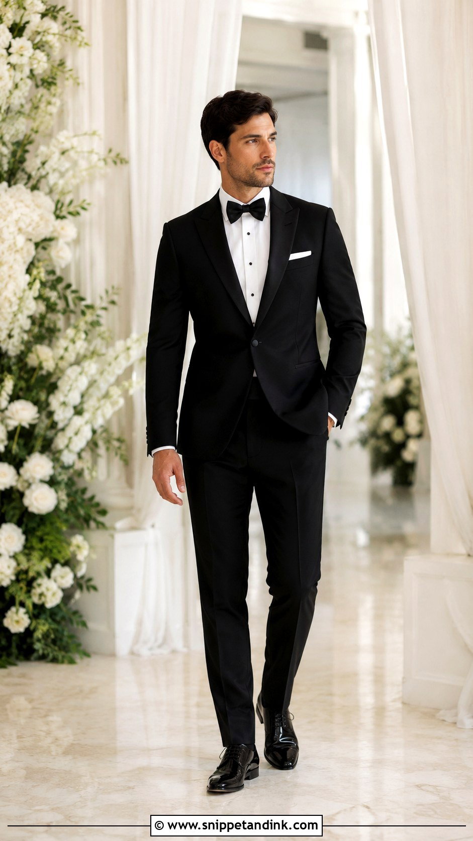 Black Tux With Bow Tie - Snippet and Ink - 30 Wedding Tux Ideas