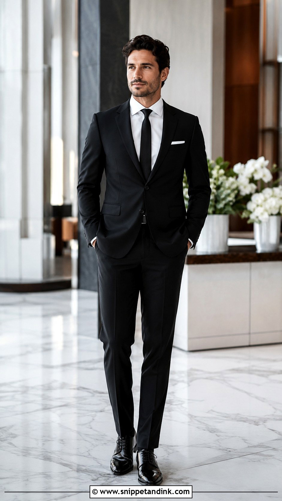 Black Tux With Long Tie - Snippet and Ink - 30 Wedding Tux Ideas