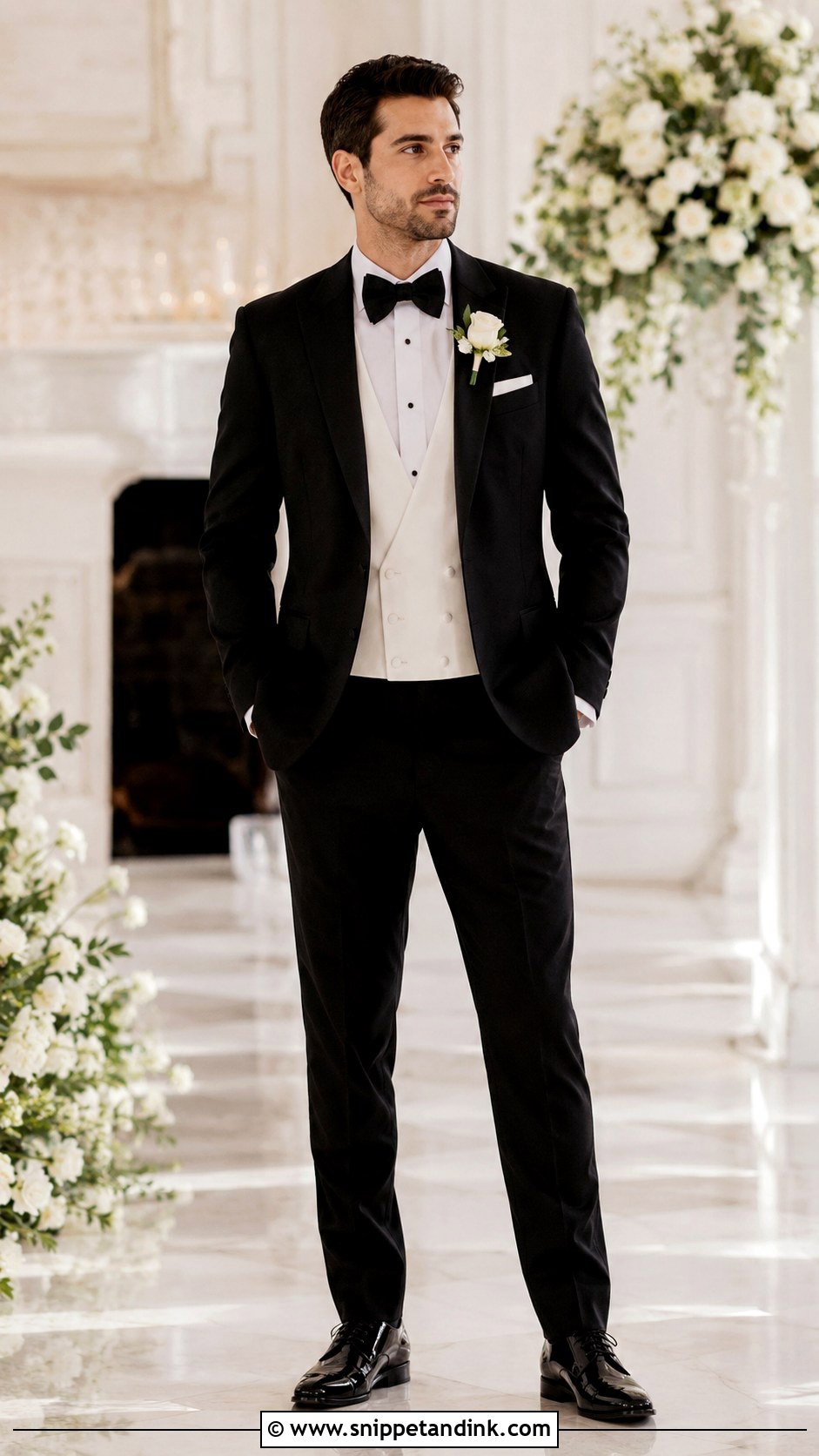 Black Tux With White Vest - Snippet and Ink - 30 Wedding Tux Ideas