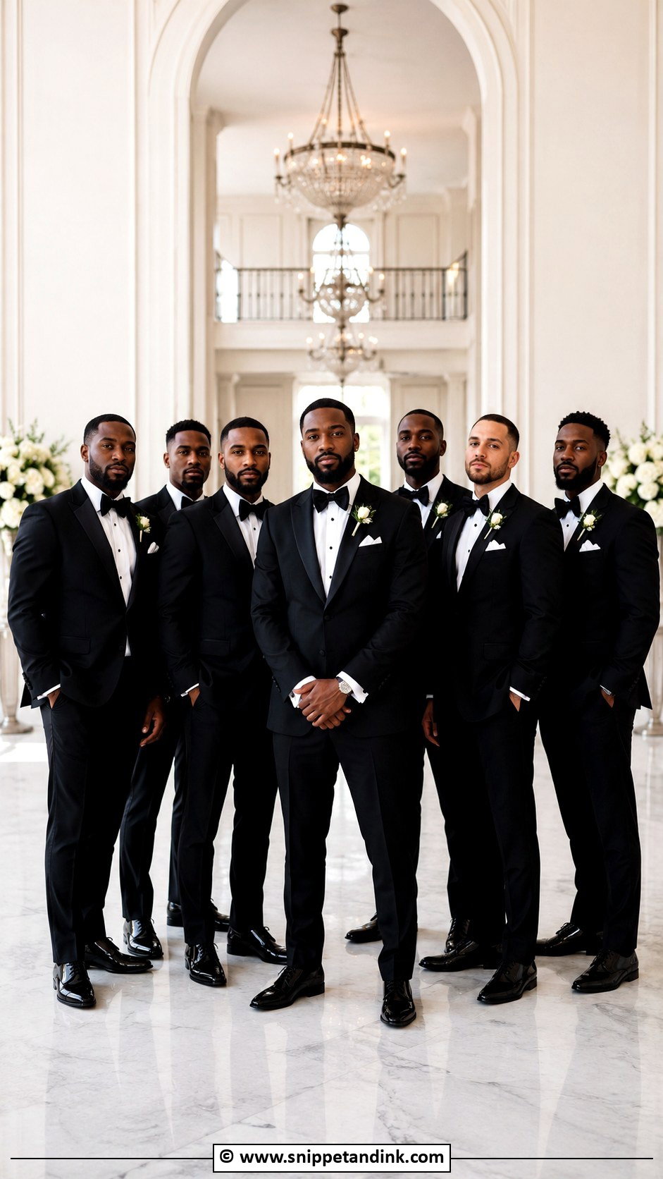 Black Tuxedo Groomsmen Wedding - Snippet and Ink - 30 Black Tuxedo Wedding Ideas