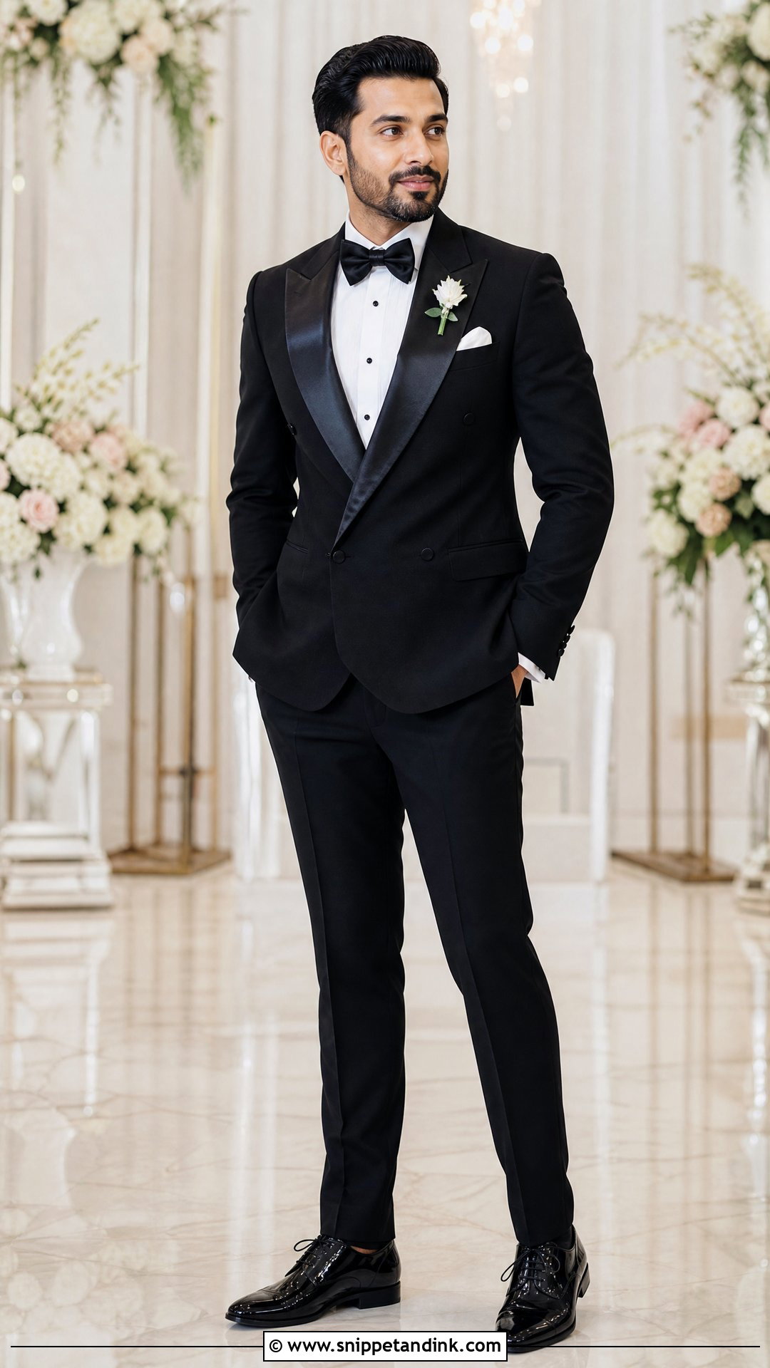 Black Tuxedo Wedding Reception Outfit - Snippet and Ink - 20 Virat Kohli Wedding Dress Ideas