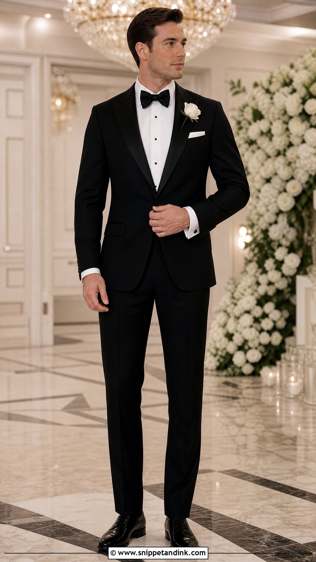 Black Tuxedo With Black Wedding Bow Tie - Snippet and Ink - 20 Wedding Tie Ideas