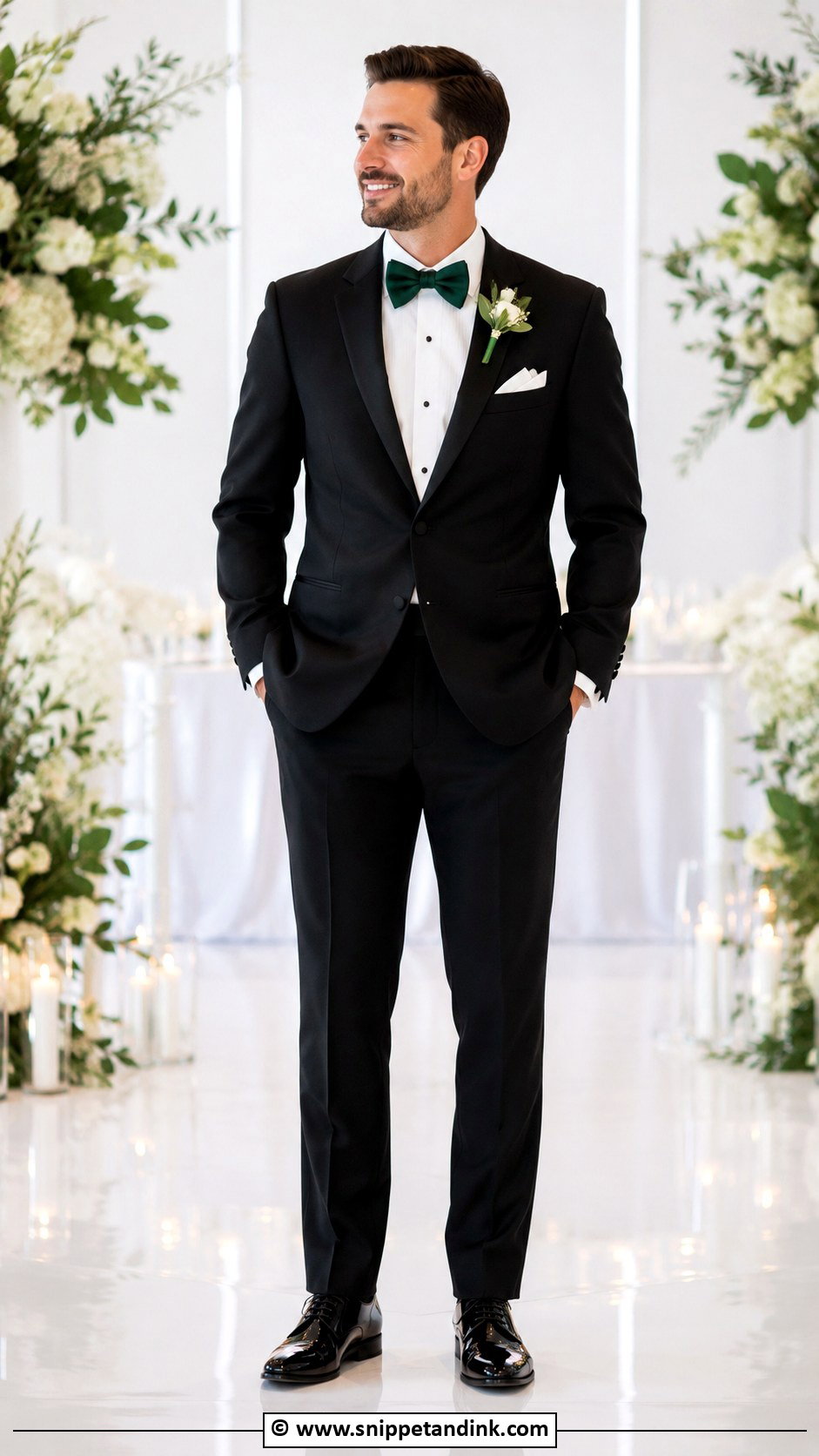 Black Tuxedo With Colored Bow Tie Wedding - Snippet and Ink - 30 Black Tuxedo Wedding Ideas