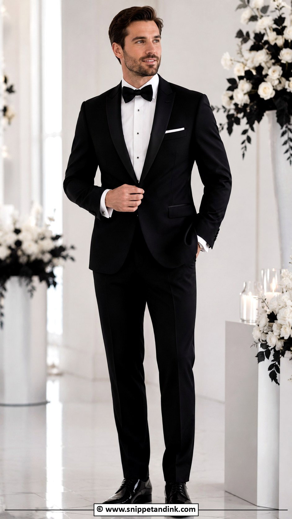 Black Tuxedo With Silver Accessories Wedding - Snippet and Ink - 30 Black Tuxedo Wedding Ideas