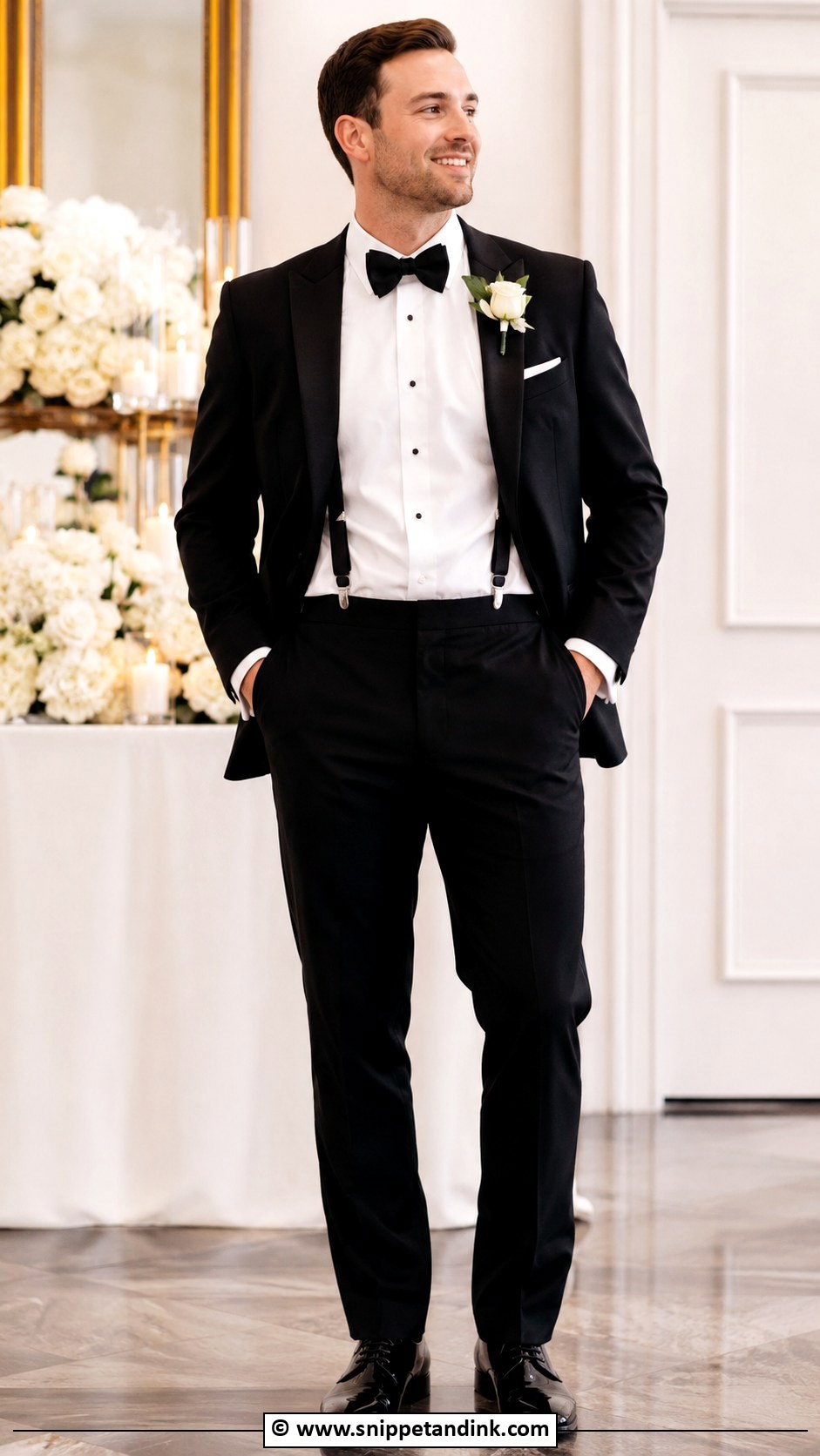 Black Tuxedo With Suspenders Wedding - Snippet and Ink - 30 Black Tuxedo Wedding Ideas
