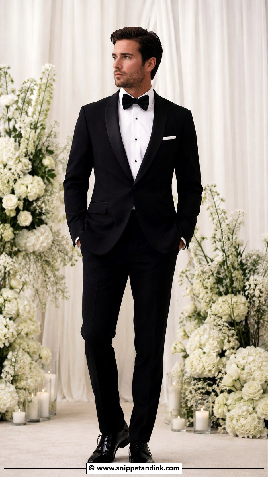 Black Tuxedo With Velvet Bow Tie Wedding - Snippet and Ink - 30 Black Tuxedo Wedding Ideas