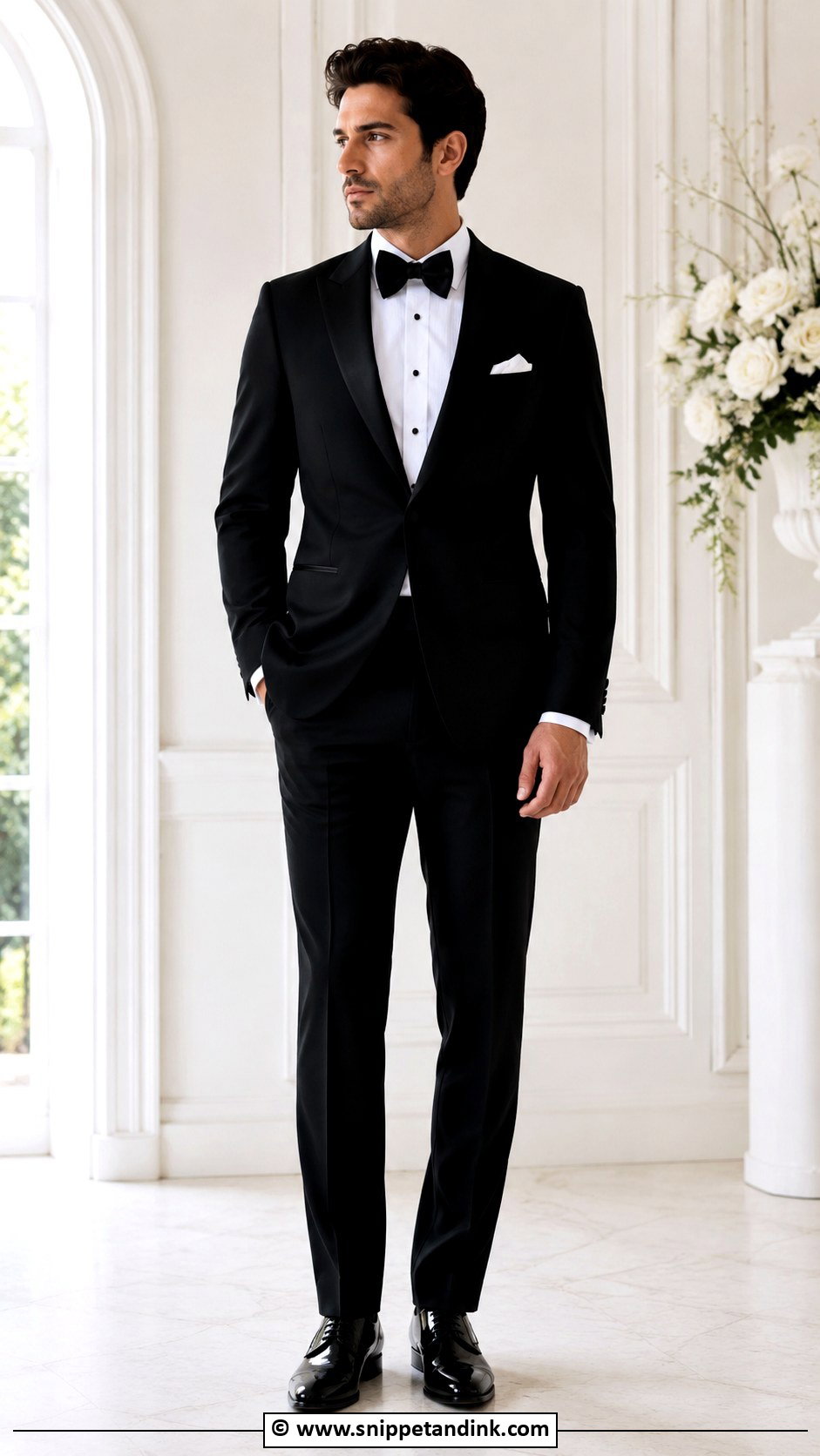 Black Tuxedo With White Pocket Square Wedding - Snippet and Ink - 30 Black Tuxedo Wedding Ideas