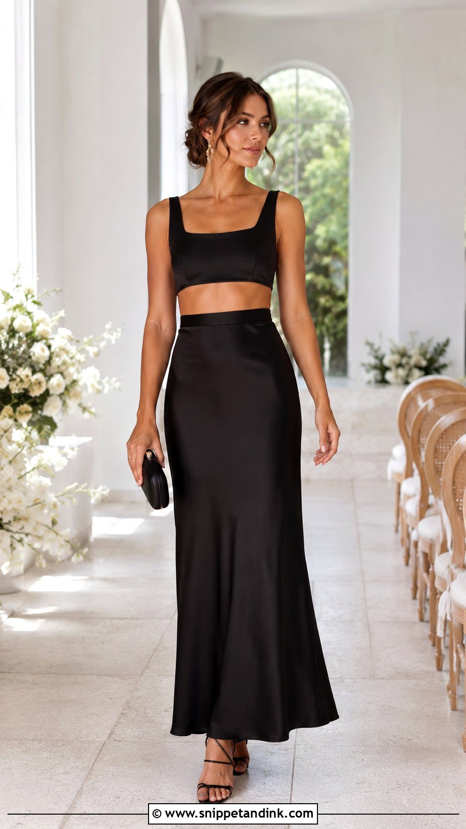 Black Two Piece Bridal Party Outfit - Snippet and Ink - 25 Black Bridal Party Attire Ideas