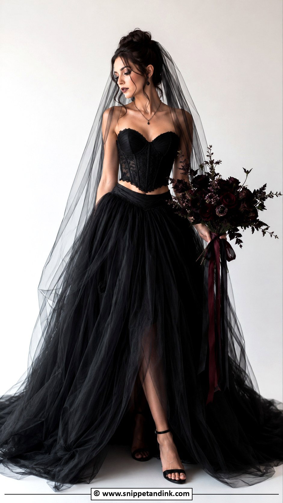 Black Two Piece Goth Wedding Dress - Snippet and Ink - 30 Goth Wedding Dress Ideas