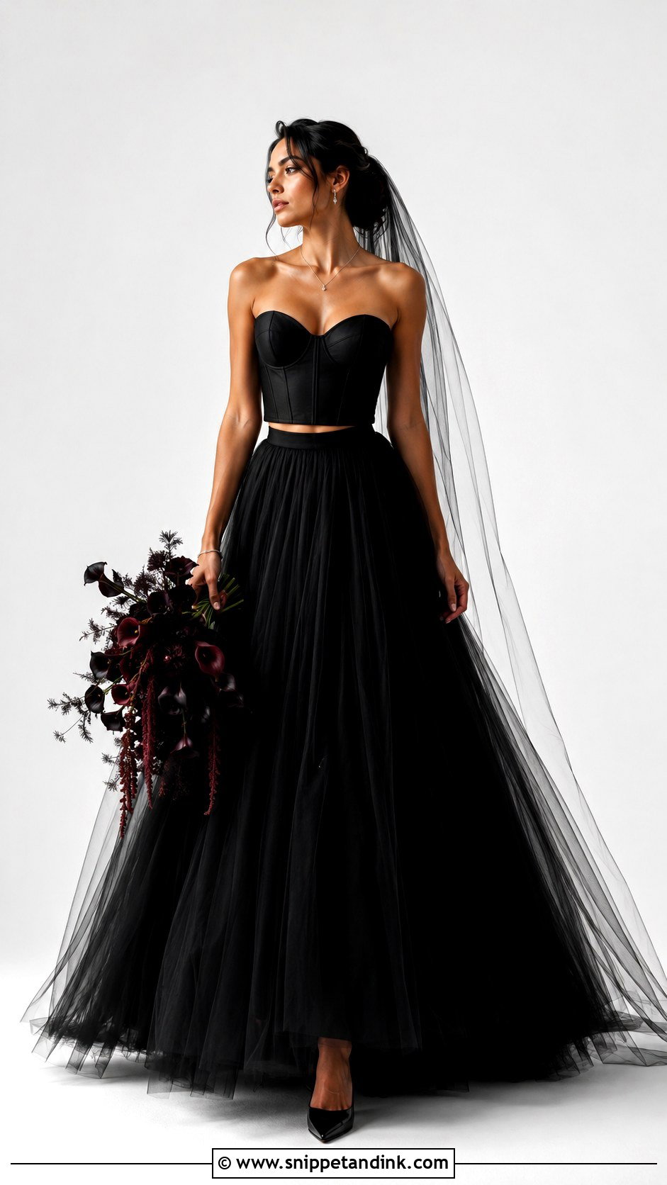 Black Two Piece Wedding Dress - Snippet and Ink - 30 Witchy Wedding Dress Ideas