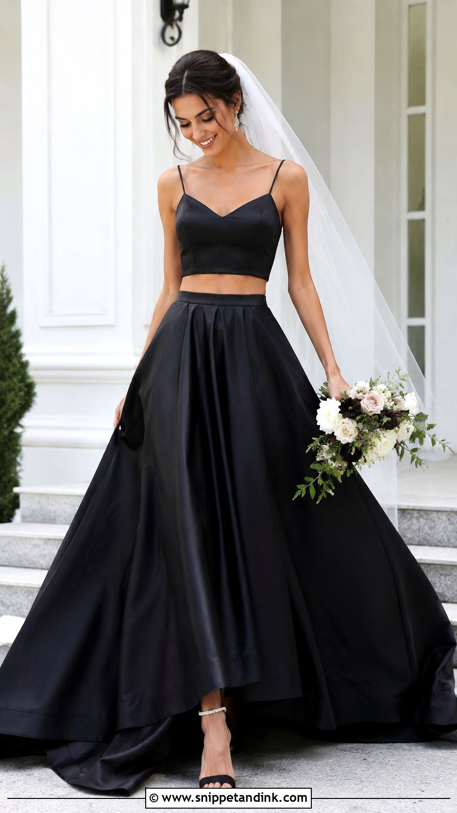 Black Two Piece Wedding Dress - Snippet and Ink - 30 Black Wedding Dress Ideas