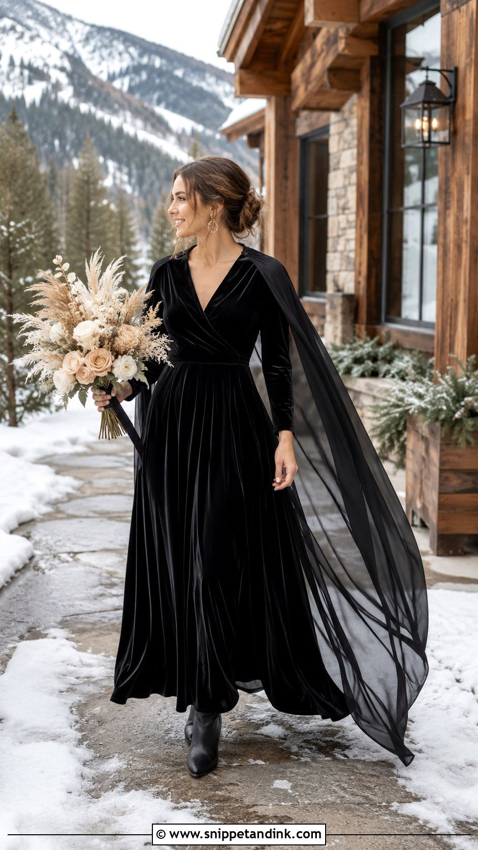Black Velvet Boho Wedding Dress - Snippet and Ink - 20 Boho Black Wedding Dress Ideas