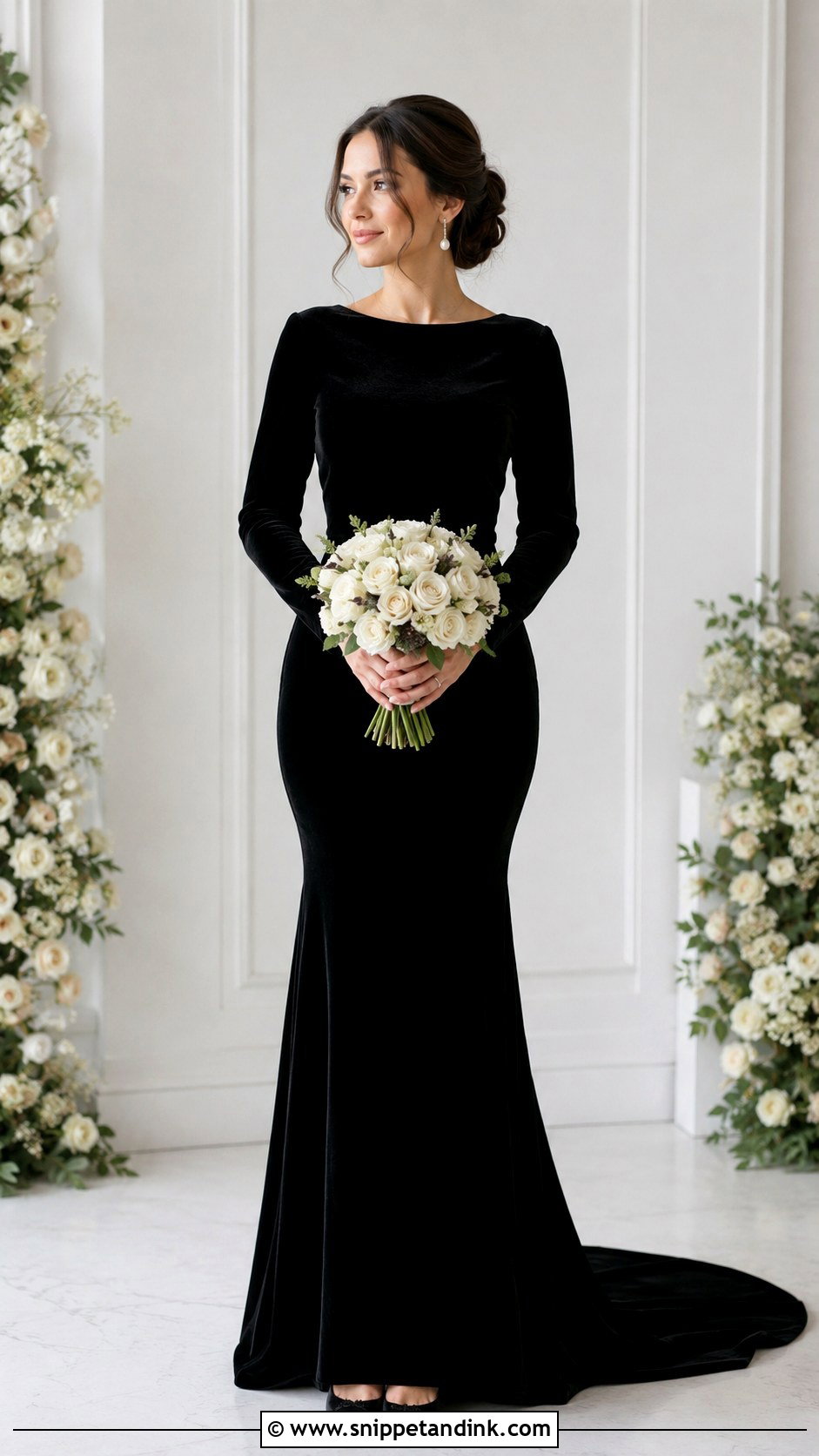 Black Velvet Bridal Dress - Snippet and Ink - 30 Black Bridal Dresses