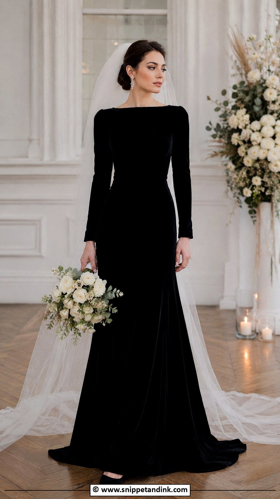 Black Velvet Bridal Gown - Snippet and Ink - 25 Black Bridal Gown Ideas