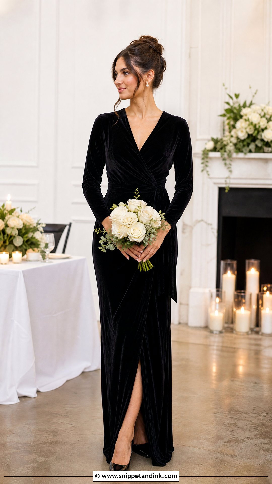 Black Velvet Bridesmaid Dress Outfit - Snippet and Ink - 25 Black Bridal Party Ideas