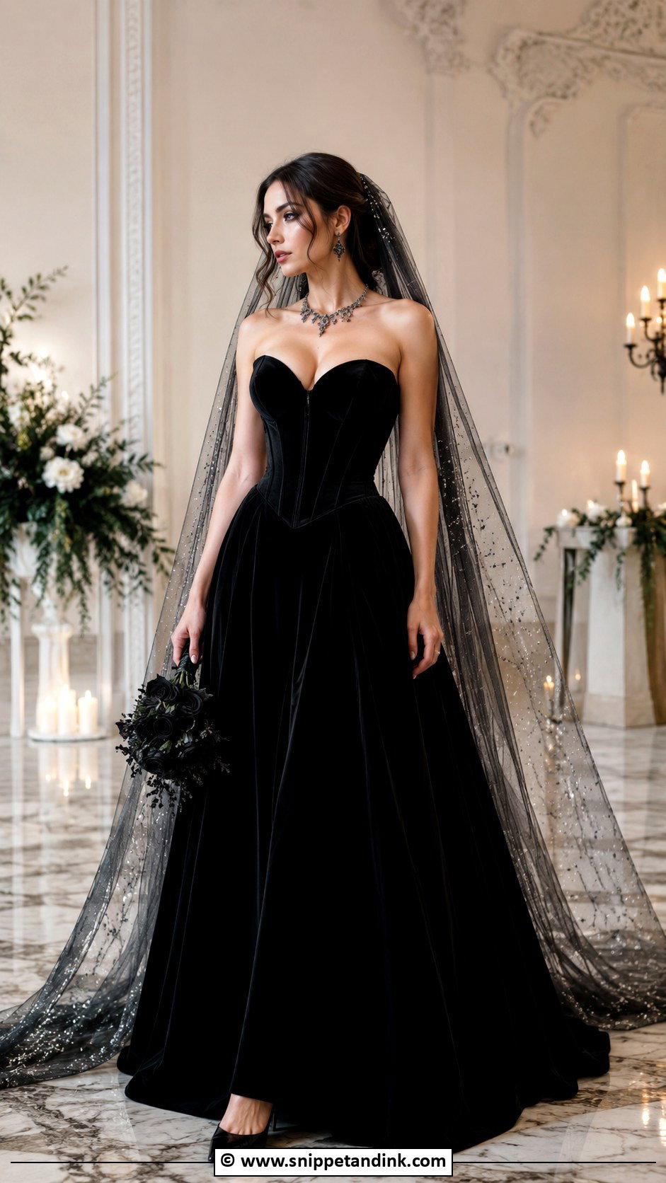Black Velvet Corset Wedding Dress - Snippet and Ink - 25 Whimsigoth Wedding Dress Ideas