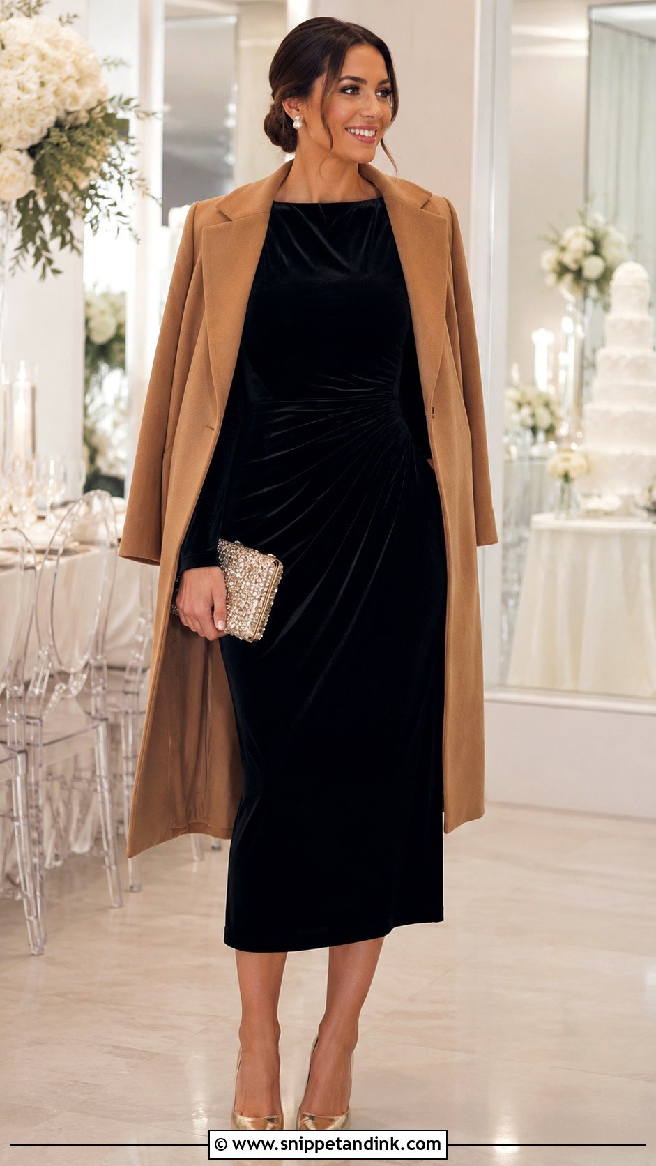 Black Velvet Dress Winter Wedding Outfit - Snippet and Ink - 30 Winter Wedding Outfits