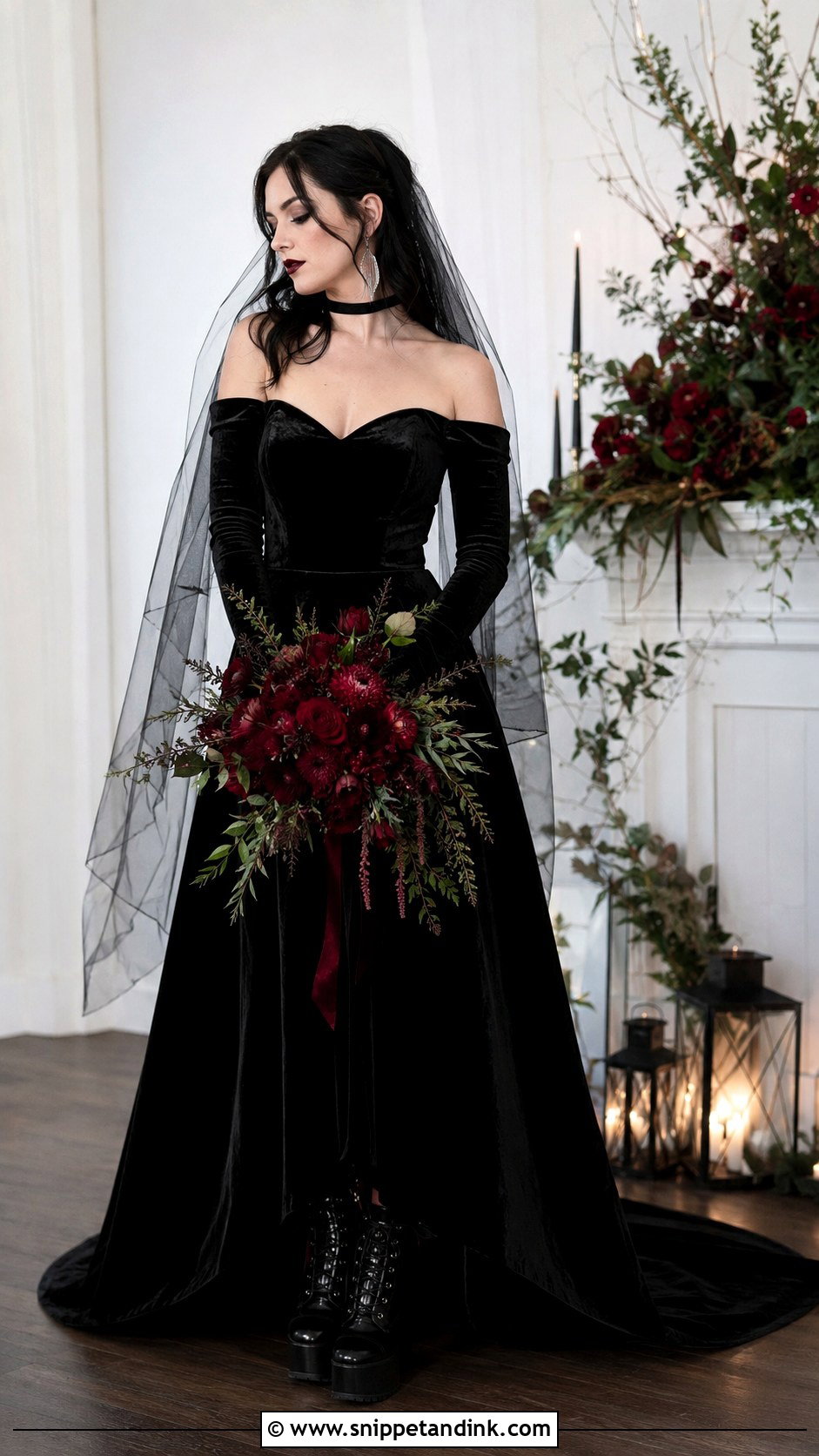 Black Velvet Emo Wedding Dress - Snippet and Ink - 20 Emo Wedding Dresses