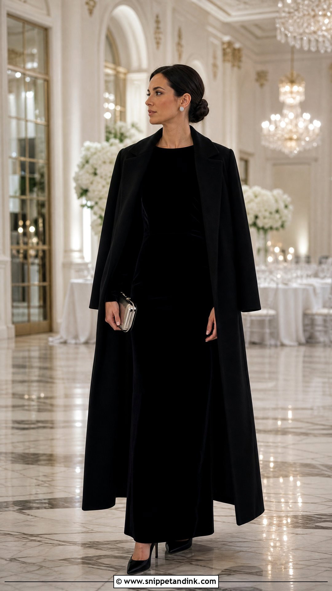 Black Velvet Gown Winter Wedding Outfit - Snippet and Ink - 20 Winter Outfits for Wedding
