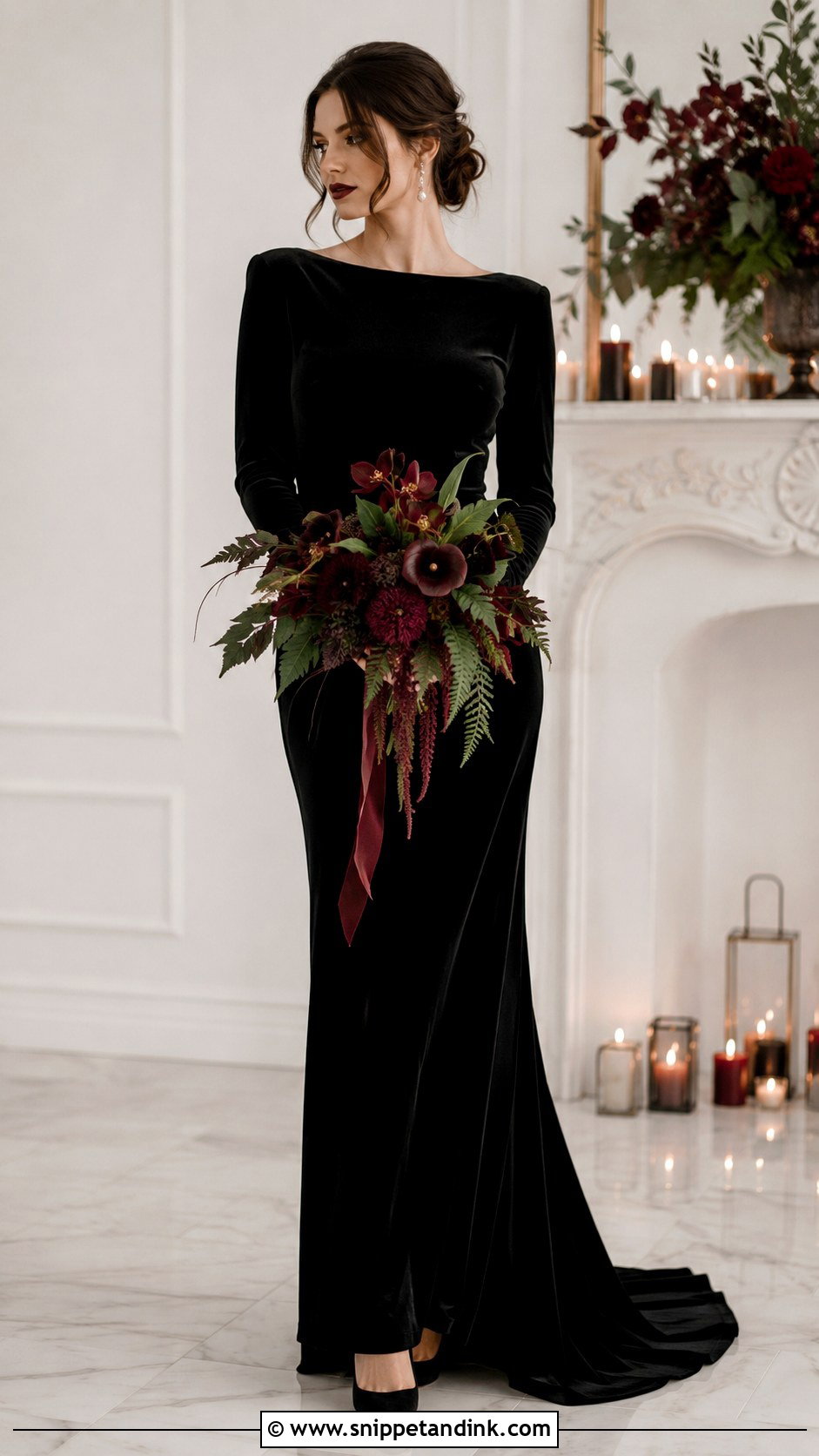 Black Velvet Halloween Wedding Dress - Snippet and Ink - 25 Halloween Wedding Dresses
