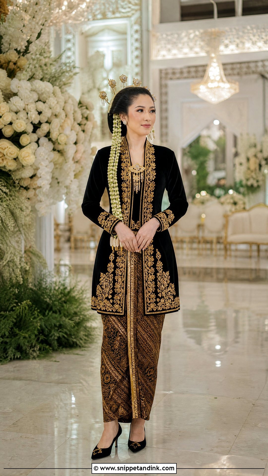 Black Velvet Javanese Indonesian Wedding Dress - Snippet and Ink - 20 Indonesian Wedding Dress Ideas