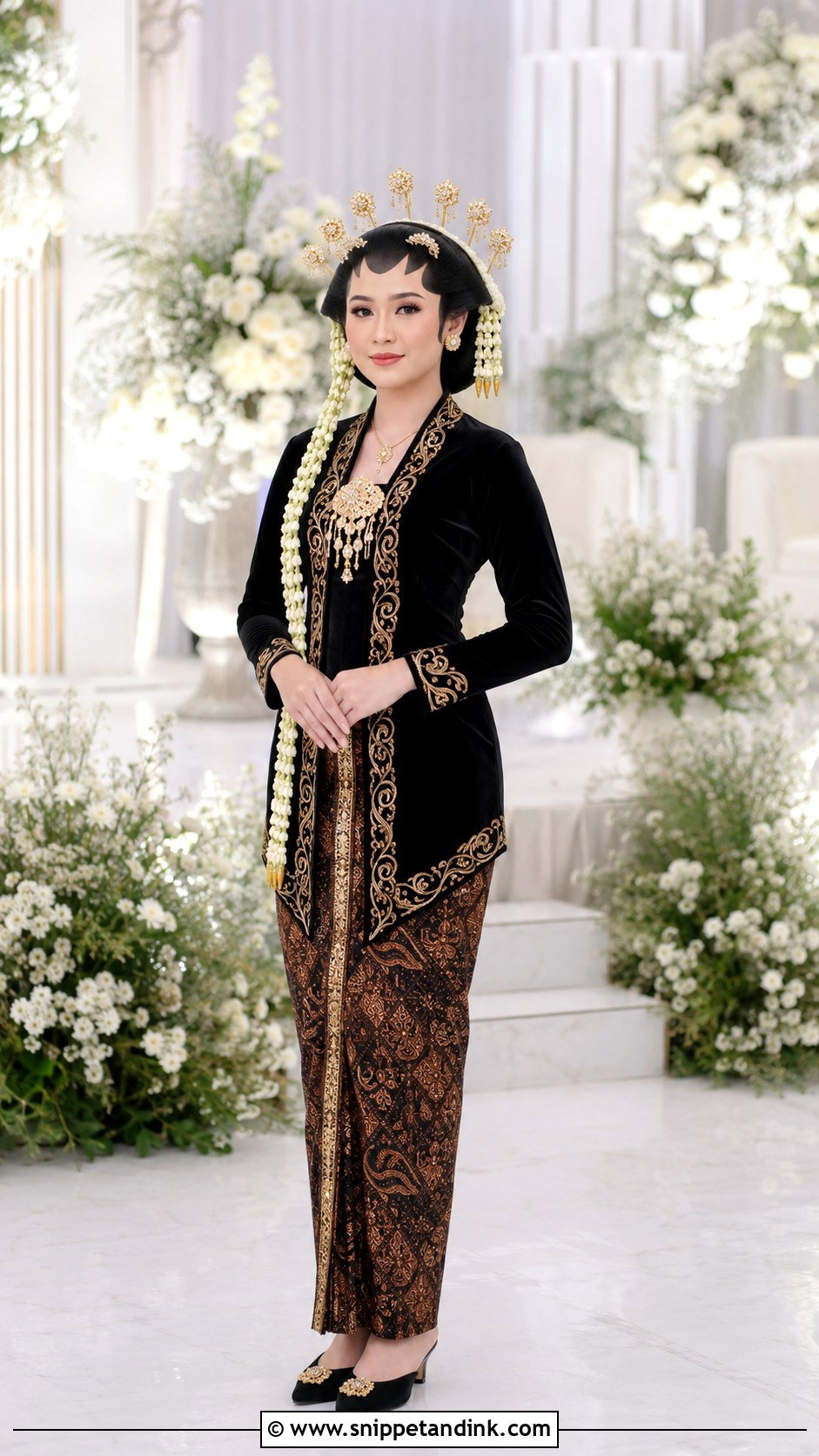 Black Velvet Javanese Wedding Kebaya - Snippet and Ink - 20 Javanese Wedding Outfit Ideas