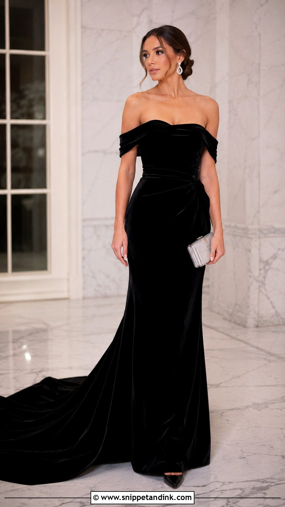 Black Velvet Long Trail Gown - Snippet and Ink - 20 Long Trail Gown Ideas