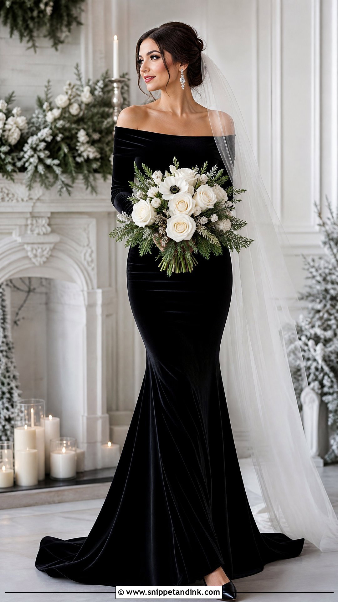 Black Velvet Mermaid Wedding Dress - Snippet and Ink - 25 Black Mermaid Wedding Dress Ideas